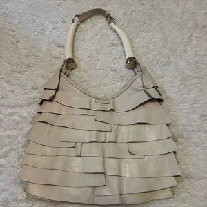 Elegant Cream Ruffled Women's Bag